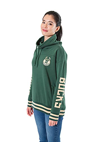 Ultra Game NBA Milwaukee Bucks Womens Quarter Zip Fleece Pullover Sweatshirt with Zipper, Team Color, Medium