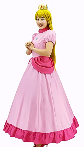 Super Brothers Princess Peach Costume For Women Halloween Cosplay Dress Womens-Medium