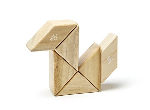 6 Piece Tegu Pocket Pouch Prism Magnetic Wooden Block Set, Natural