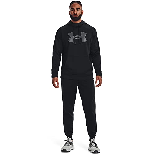 Under Armour Mens Big Logo ArmourFleece Hoodie , (001) Black / Black / Pitch Gray , Small