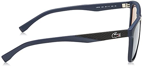 Lacoste Men's L900S Rectangular Sunglasses, Blue Matte/Blue Flash, 56 mm