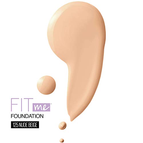Maybelline Fit Me Dewy + Smooth SPF 18 Liquid Foundation Makeup, Nude Beige, 1 Count