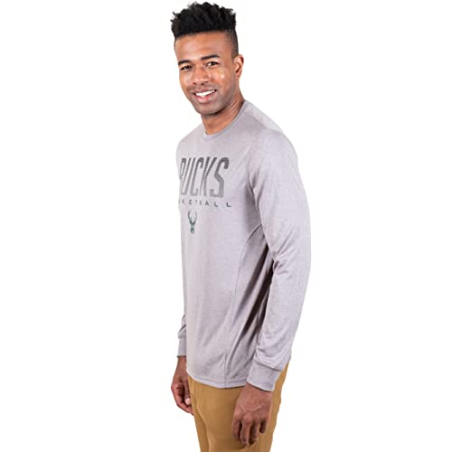 Ultra Game -NBA Men's Active Long Sleeve Pullover T-Shirt Heather Gray Small