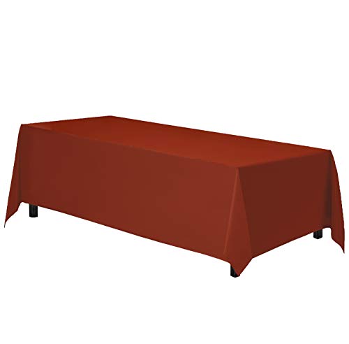 Gee Di Moda Rectangle Tablecloth | 90 x 132 Inch - Burnt Orange Rectangular Table Cloth for 6 Foot Table in Washable Polyester | Great for Buffet Table, Parties, Holiday Dinner, Wedding and Baby Shower