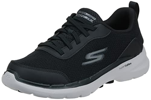 Skechers mens Gowalk 6 - Athletic Workout Walking Shoes With Air Cooled Foam Sneaker, Black/White 2, 12.5 US