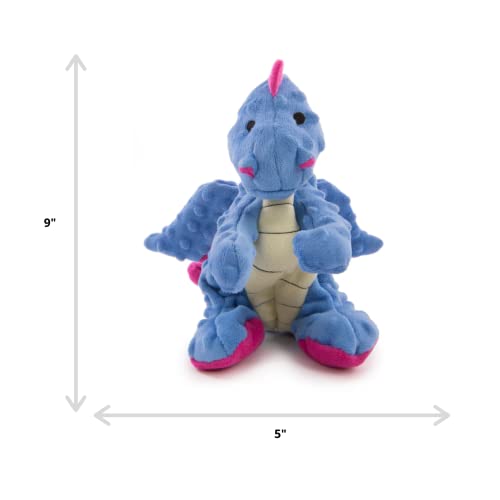 goDog Dragons Squeaker Plush Pet Toy for Dogs and Puppies, Soft and Durable, Tough and Chew Resistant, Reinforced Seams - Periwinkle, Large