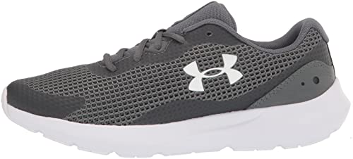 Under Armour Men's Surge 3 Sneaker, (102) Pitch Gray/White/White, 12
