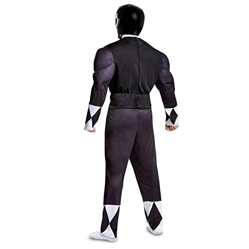 Disguise Men's Black Ranger Classic Muscle Adult Costume, L/XL (42-46)