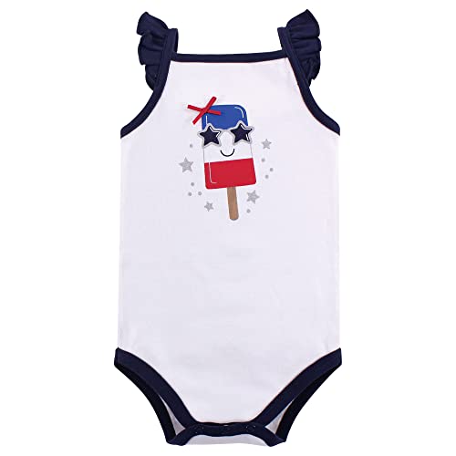 Hudson Baby Unisex Baby Cotton Sleeveless Bodysuits Shining Stars Stripes, 6-9 Months