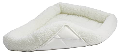 MidWest Bolster Pet Bed for Dogs and Cats22L-Inch White Fleece Dog Bed or Cat Bed w/ Comfortable Bolster | Ideal for XS Dog Breeds and Fits a 22-Inch Dog Crate | Easy Maintenance Machine Wash and Dry | 1-Year Warranty