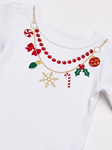Little Treasure Unisex Baby Cotton Bodysuits, Christmas Necklace, 18-24 Months