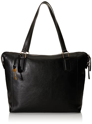 Fossil Women's Jacqueline Eco-Leather Tote Bag Purse Handbag, Black (Model: ZB1502001)