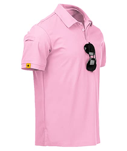 ZITY Mens Polo Shirt Short Sleeve Sports Golf Tennis T-Shirt 012-Pin L Pink
