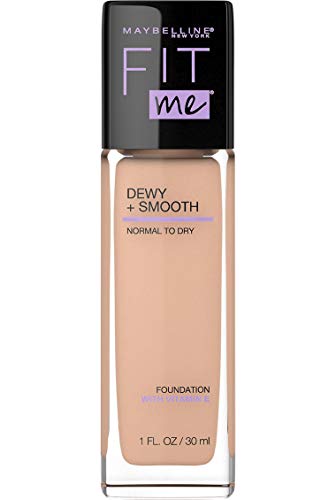 Maybelline Fit Me Dewy + Smooth SPF 18 Liquid Foundation Makeup, Buff Beige, 1 Count