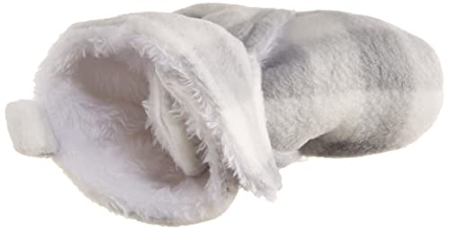Hudson Baby Unisex Baby Cozy Fleece and Sherpa Booties Gray White Plaid, 12-18 Months