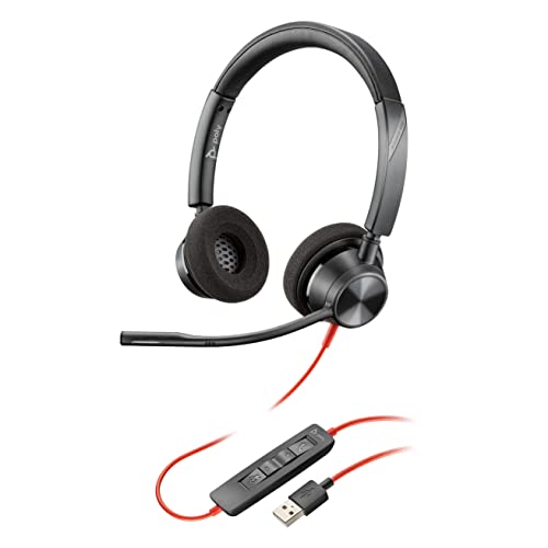 Plantronics - Blackwire 3320 USB-A - Wired, Dual-Ear (Stereo) Headset with Boom Mic - USB-A to Connect to Your PC, Mac or Cell Phone - Works with Teams, Zoom and More