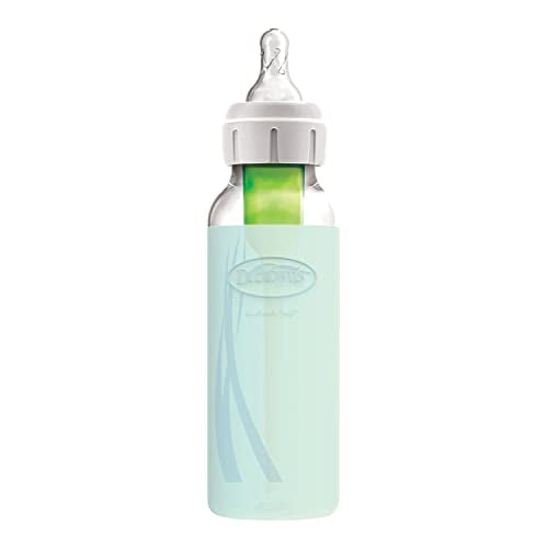 Dr. Brown’s Natural Flow® Options+™ Glass Baby Bottle Sleeves, 100% Silicone, 8 oz, Narrow, Mint