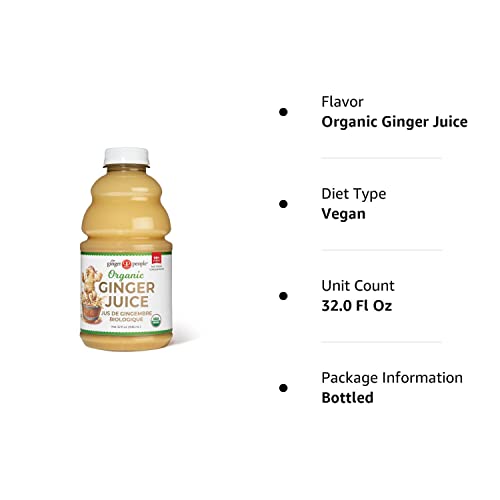 Organic Ginger Juice, 99% Pure Ginger Juice by The Ginger People – Drug Free Digestive Health, Original Flavor, Premium Quality Organic Ginger Juice, 32 Oz