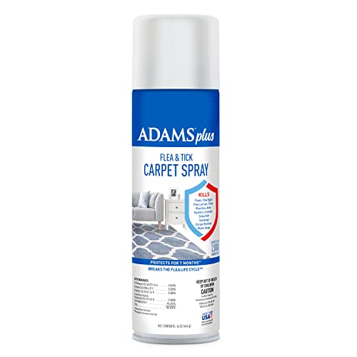 Adams Plus Flea and Tick Carpet Spray, Kills Fleas, Flea Eggs, Flea Larvae, Ticks, Ants, Roaches, Spiders, Waterbugs and Many Other Listed Nuisance Pests In The Carpet, Treats Up to 2,000 Sq Ft, 16 Ounces