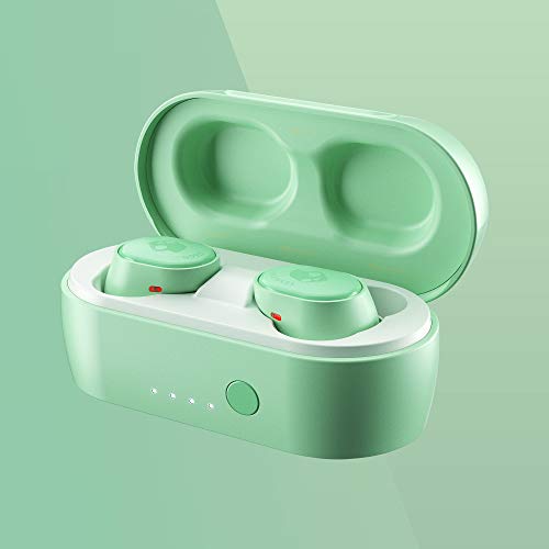 Skullcandy Sesh Evo True Wireless In-Ear Bluetooth Earbuds Compatible with iPhone and Android / Charging Case and Microphone / Great for Gym, Sports, and Gaming IP55 Water Dust Resistant - Mint Green