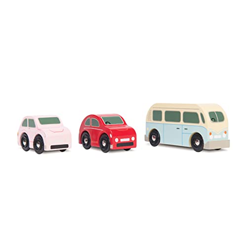 Le Toy Van - Cars and Construction Wooden Retro Metro Car Set Car Toy Play Set - Set 3 Cars | Boys Play Vehicle Kids Role Play Toys - Suitable for 3 Year Old + (TV463)