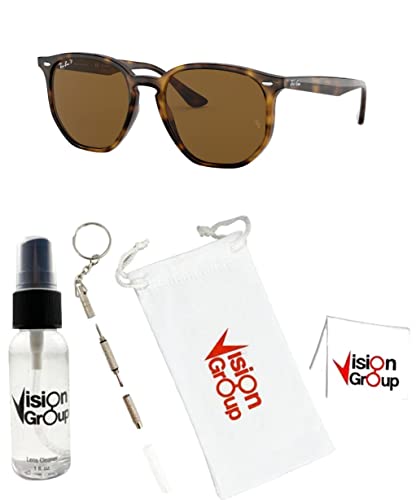 Ray-Ban RB4306 Sunglasses + Vision Group Accessories Bundle (Light Havana/Brown (710/83)