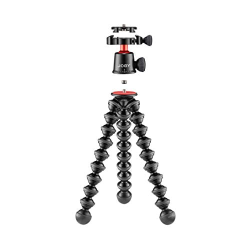 JOBY GorillaPod 3K Pro Kit, Includes Stand and BallHead with QR Plate, 6.Lb Load Capacity, Black/Charcoal/Red