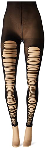 Leg Avenue womens Shredded Back Opaque Footless Tights Hosiery, Black Shredded Back, One Size US