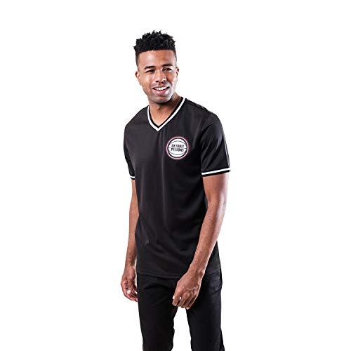 Ultra Game NBA Detroit Pistons Mens Jersey V-Neck Mesh Short Sleeve Tee Shirt, Black, Medium