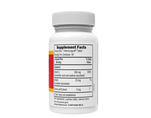 Superior Source Vitamin C 500 mg Sublingual Tablets - Buffered VIT C Sour Cherry Melts - Immune System Booster, Energy Vitamins - 90 Count