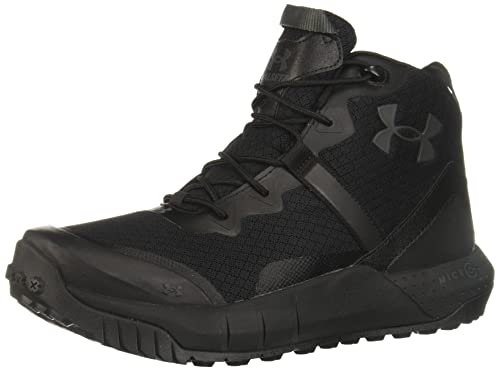 Under Armour Men's Micro G Valsetz Mid Military and Tactical Boot, Black (001)/Black, 9 M US