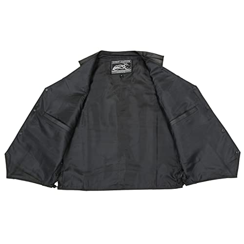 EVENT LEATHER EL5315 Black Motorcycle Leather Vest for Men w/Side Lace- Riding Club Adult Motorcycle Vests (as1, alpha, s, regular, regular)