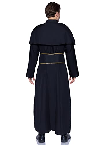 Leg Avenue mens - 2 Piece Priest Set Â– Priest Robe With Attached Cape Halloween for Men Adult Sized Costumes, Black, Medium Large US