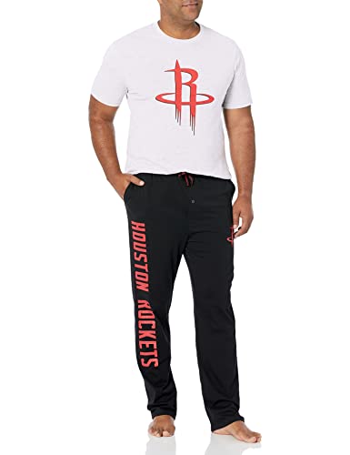 Ultra Game NBA Houston Rockets Mens 2 Piece Super Soft Tee Shirt and Lounge Pants Set, Black, X-Large