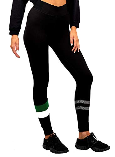 Ultra Game NBA Milwaukee Bucks Womens Leggings Perimeter Fitness Sport Yoga Pants, Black, Large