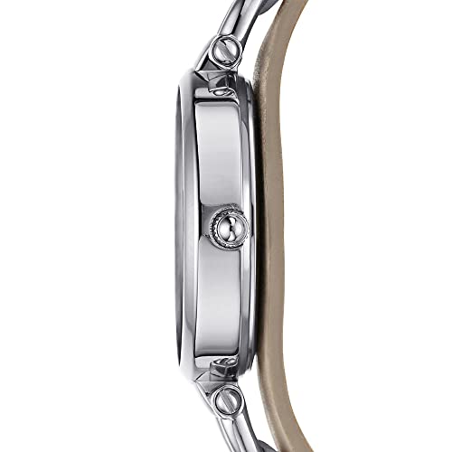 Fossil Women's Georgia Quartz Stainless Steel and Leather Three-Hand Watch, Color: Silver, Sand (Model: ES2830)