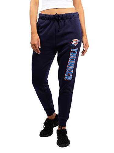 Ultra Game NBA Oklahoma City Thunder Womens Jogger Pants Active Basic Fleece Sweatpants , Navy, Small