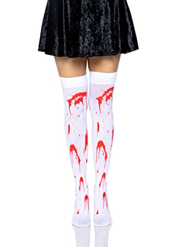 Leg Avenue Women's Over The Knee Halloween Socks, White/Red, One Size