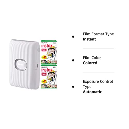 Fujifilm Instax Mini Link Smartphone Printer (Ash White) + Fuji Instax Mini Film (40 Sheets) - Instax Mini Link Printer Bundle