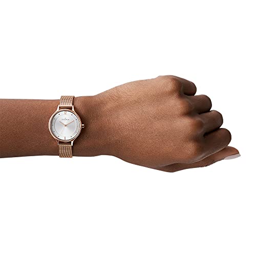 Skagen Women's Anita Quartz Analog Stainless Steel and Mesh Watch, Color: Rose Gold (Model: SKW2151)