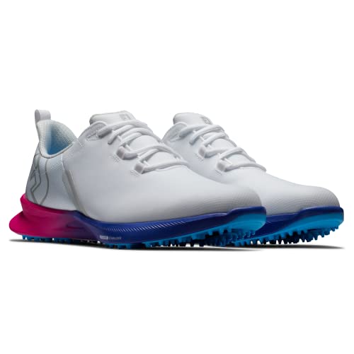 FootJoy Men's FJ Fuel Sport Golf Shoe, White/Blue/Pink, 7