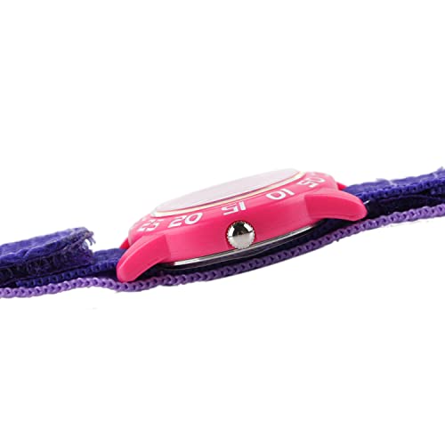 Disney Frozen Kids' Plastic Time Teacher Analog Quartz Nylon Strap Watch, Pink/Purple