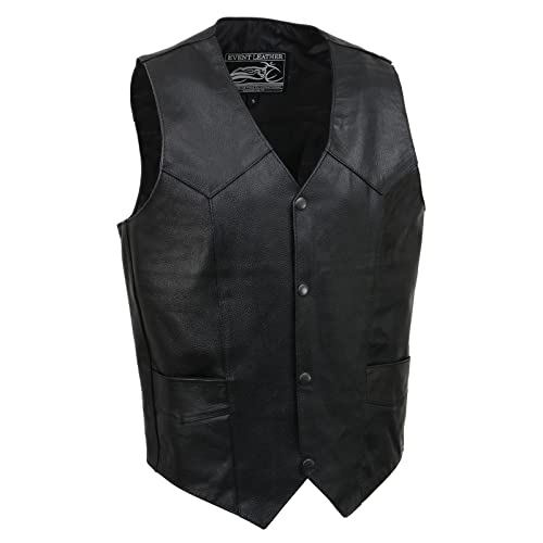 EVENT LEATHER EL5310 Black Motorcycle Leather Vest for Men - Riding Club Adult Motorcycle Vests - X-Large