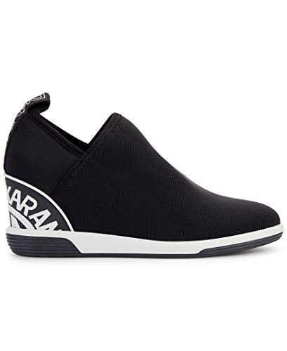 7 DKNY Women's High-Top Sneakers – Slip-On Shoes with Hidden Wedges, Black Cosmos