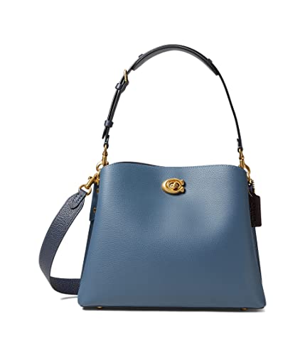 COACH Color-Block Leather Willow Shoulder Bag Denim One Size