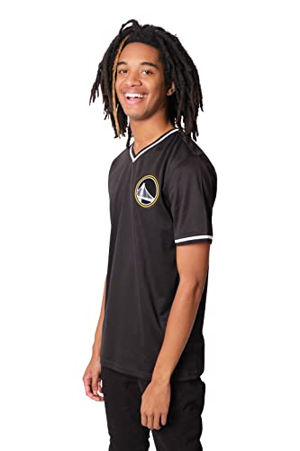 Ultra Game NBA Golden State Warriors Mens Jersey V-Neck Mesh Short Sleeve Tee Shirt, Black, X-Large
