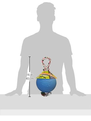 Jolly Pets Romp-n-Roll Rope and Ball Dog Toy, 8 Inches/Large, Blueberry, All Breed Sizes