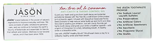Jason Healthy Mouth Anti-Cavity and Tartar Control Gel, Tea Tree Oil and Cinnamon, 6 Oz