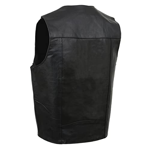 EVENT LEATHER EL5310 Black Motorcycle Leather Vest for Men - Riding Club Adult Motorcycle Vests - X-Large