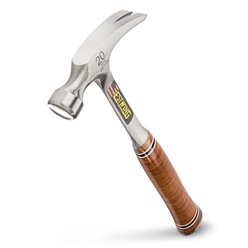 Estwing Hammer - 20 oz Straight Rip Claw with Smooth Face and Genuine Leather Grip - E20S